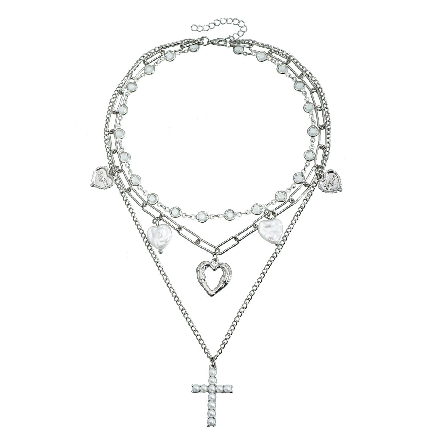 Sweet and cool babes y1k style cross love element necklace design sense high-end necklace