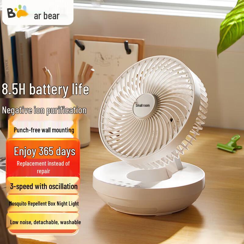 Bear Air Circulation Wall/Desk Fan CN plug (adapter included)
