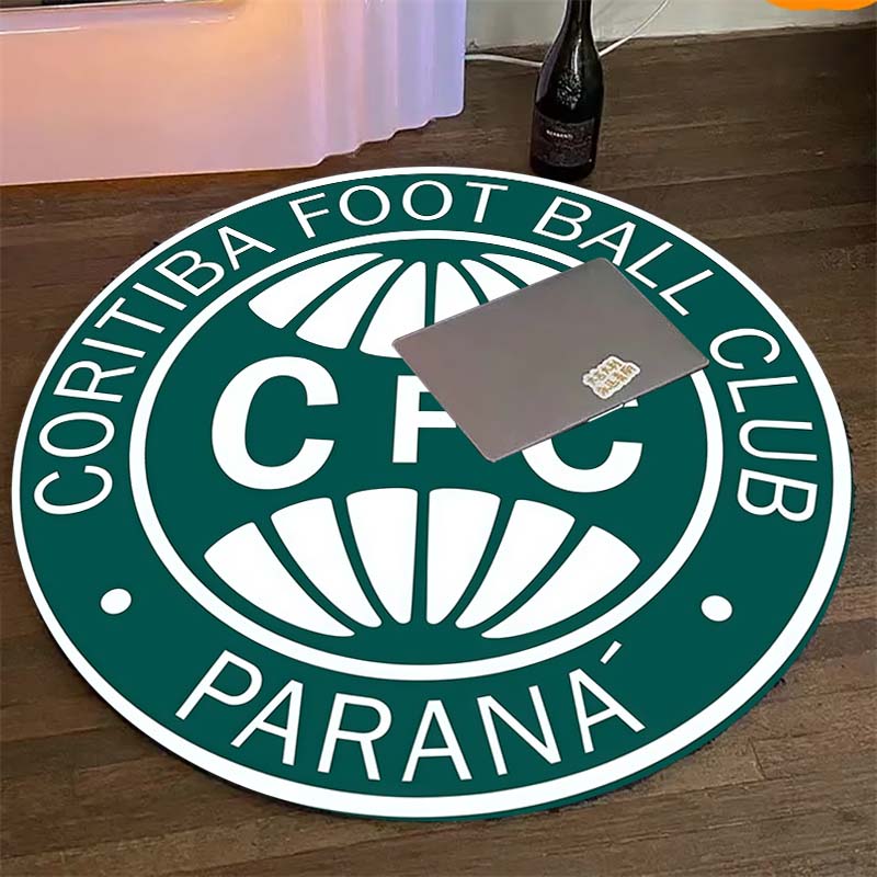 Coritiba Foot Ball Club Green Leaf Crest Circular Area Rug Brazilian Football Round Floor Carpet Gaming Chair Living Room Bedroom Decor Mat