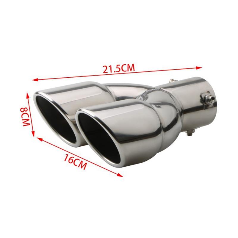 1Pc Universal Car Exhaust Muffler Tip Round Stainless Steel Car Tail Rear Chrome Round Exhaust Pipe Tail Muffler Tip Pipe Silver