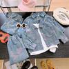 Girls Clothing Sets Spring Autumn Children's Clothing Cute Denim Jacket Cardigan Straight Leg Jeans Kids Suit
