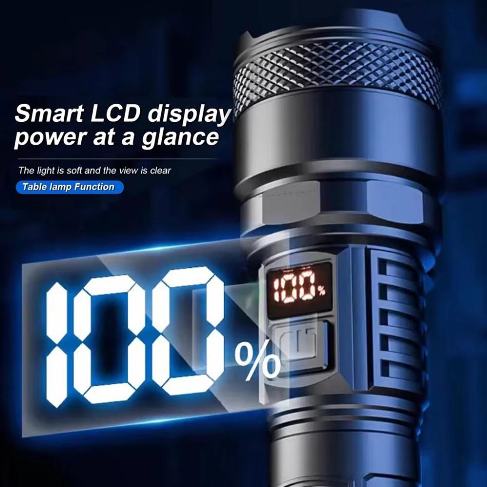 Upgraded Super Bright Flashlight USB Rechargeable with Side Lamp Built-in Battery Torch for Outdoor Emergency Camping Use