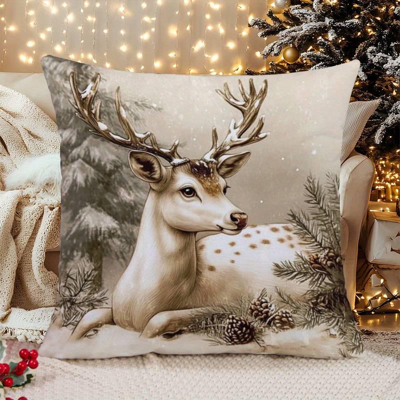 Squirrel Wearing Hat with Christmas CharmSuitable for sofa car bedroom decorative cushion cover pillow cover