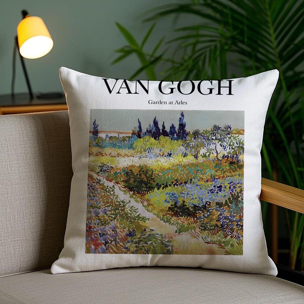 Van GGogh Art Cushion Cover Plush Fabric DoubleSided Printed Invisible Zipper Sofa Pillow Case Home Bedroom Decor
