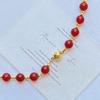 Vintage High Quality 7A Pigeon Blood Red Chalcedony Design Sense Sweater Chain Necklace Collarbone Chain Female