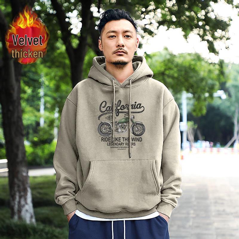 Men's Oversized Hooded Fleece-Lined Sweatshirt - Trendy Spring & Autumn Jacket