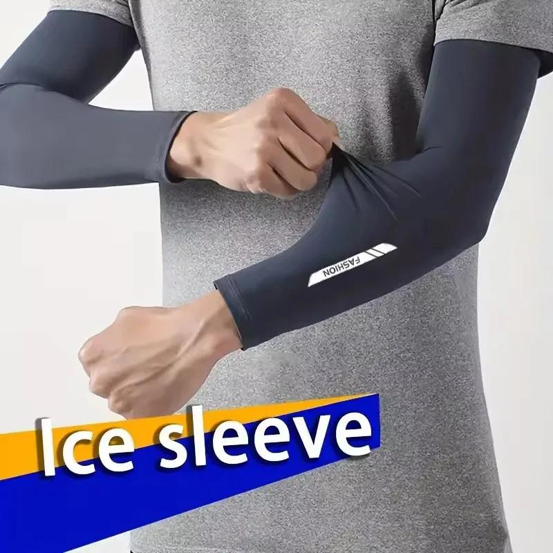 1Pair UPF50+ Summer Cool Feeling Arm Sleeves Women Cycling Running Fishing Oversleeve Men Breathable Ice Silk Sunscreen Unisex