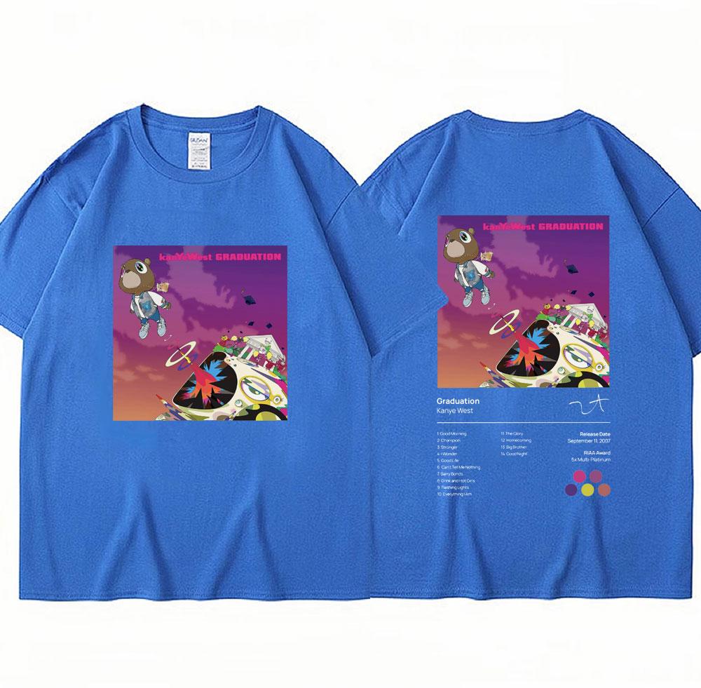 Kanye West Graduation Music Album Print T Shirt Men Women Hip Hop Cotton T-shirt Oversized Summer Fashion T Shirts Streetwear
