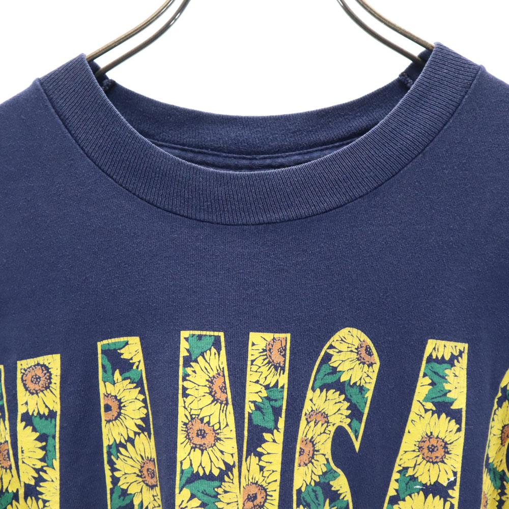 FRUIT OF THE LOOM 90s Made in USA Print Short sleeve KANSAS Sunflower T-shirt Men's Used