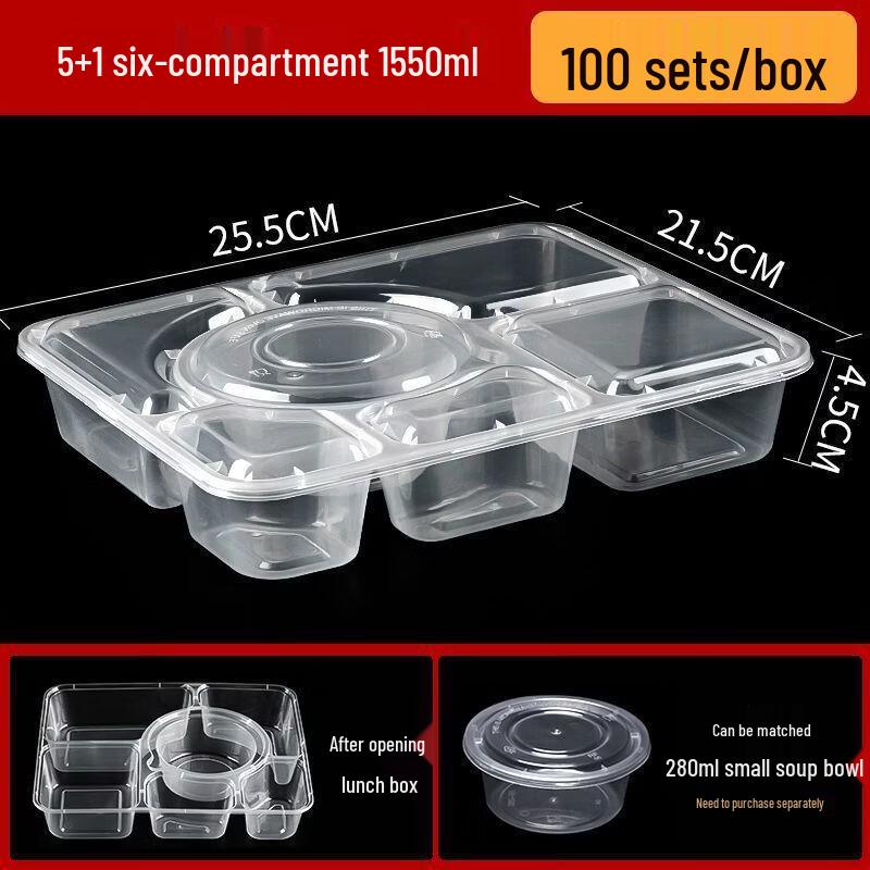 777 Disposable 6-Compartment Takeaway Lunch Boxes