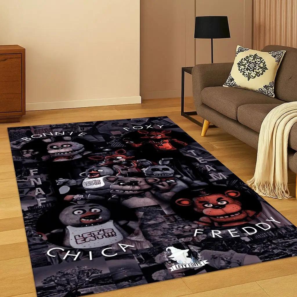 3D F-FNAF Game Cartoon Carpet Rug for Bedroom Living Room Sofa Doormat Home Decor,Kids Game Area Rug Non-slip Christmas Gift