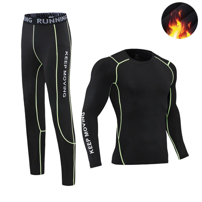 Unisex Fleece-Lined Long Sleeve Fitness Set for Autumn and Winter - Quick-Dry Sports Base Layer