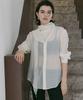 Baillie Draped Scarf Sheer Blouse (Ivory)