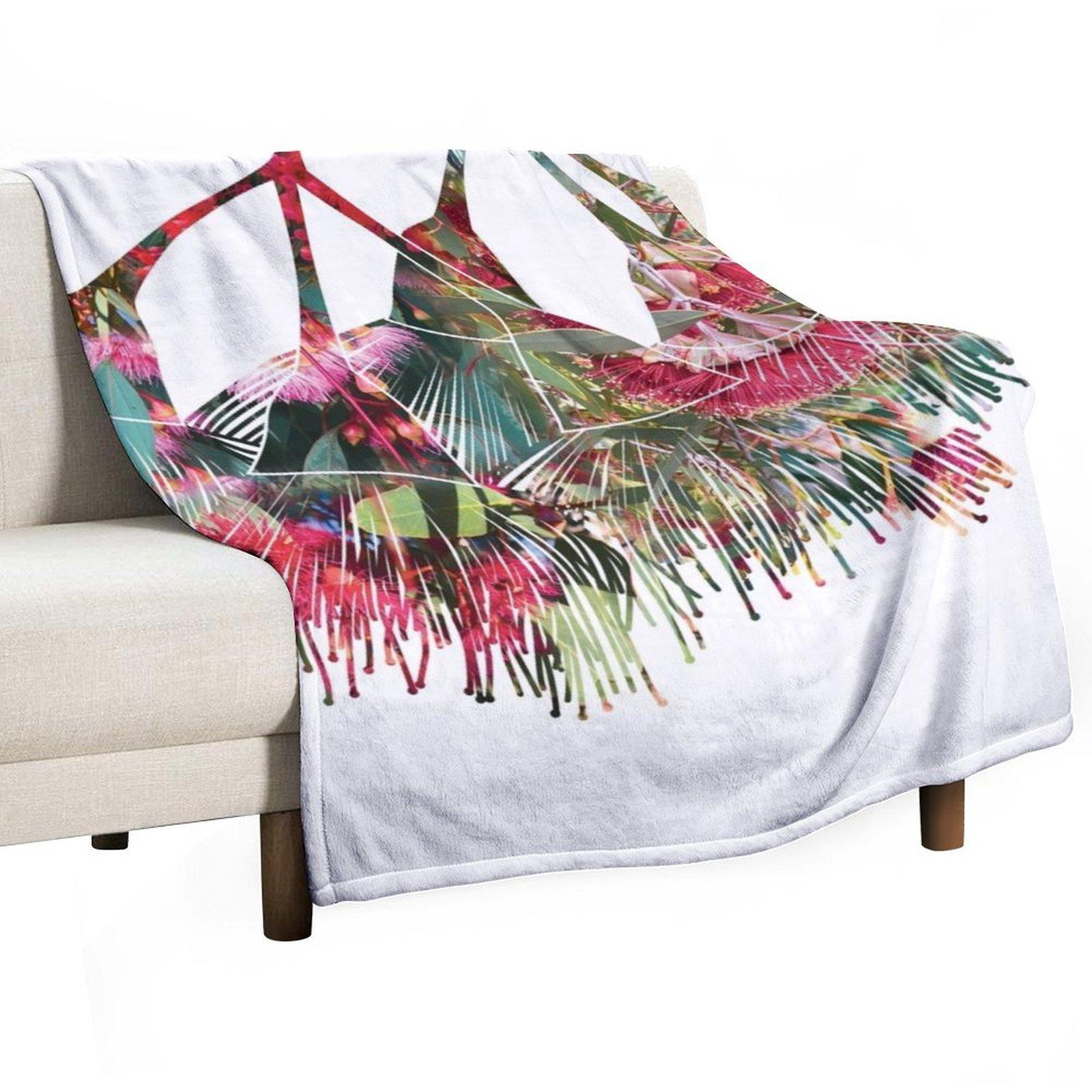 Коллаж из фотографий цветов эвкалипта Плед Одеяла для кровати Пляжный спальный мешок Дорожные одеяла 30x40in