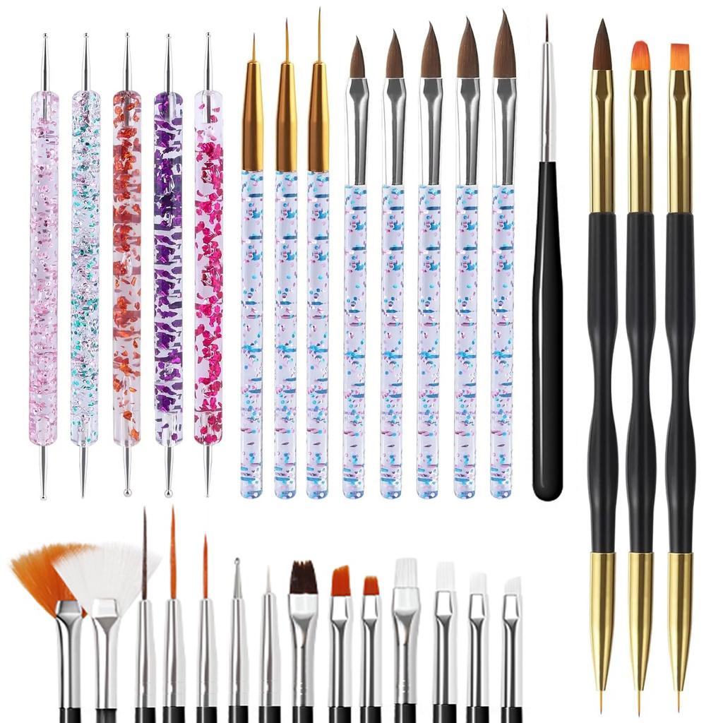 15pcs Fine Detail Paint Brush Set  Acrylic UV Gel Drawing Dotting Manicure Nail Art Design Tools Makeup Accessorie Gel Brush