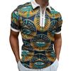 New European and American Men's Casual Personality Fashion Lapel Short-sleeved Polo Shirt 3D Irregular Printing T-shirt Men