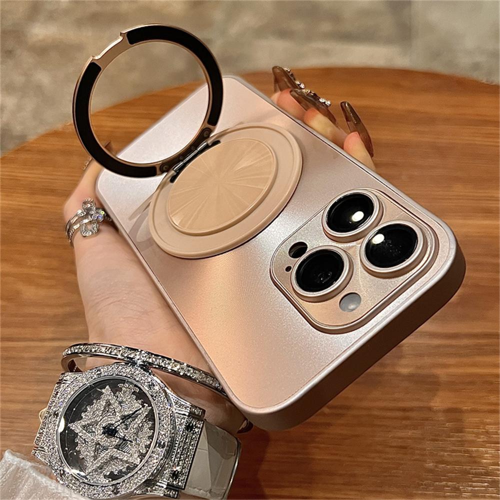 Glitter Laser Aurora Bracket Holder For Magsafe Case for iPhone 15 11 12 13 14 16 Pro Max Plus Magnetic Wireless Charging Cover