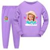5557 Multi-color Children Girls Nastya Print Long Sleeves Pajamas Sleepwear Sleeping Sets