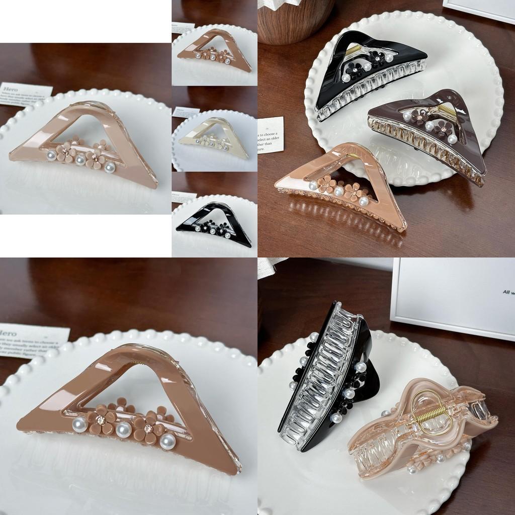 Elegant Large Pearl And Rhinestone Hair Claw Clip In Multiple Stylish Colors For Chic Updos