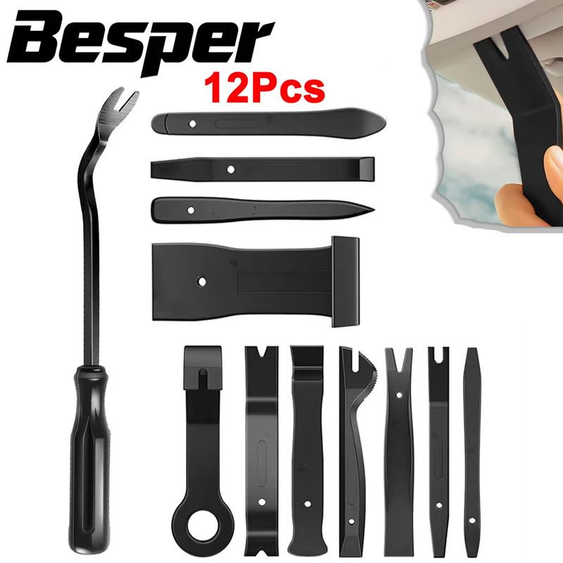 12PCS Auto Trim Removal Tool Kit No-Scratch Tool Kit for Car Audio Dash Panel Window Molding Fastener Remover Tool Kit-Black