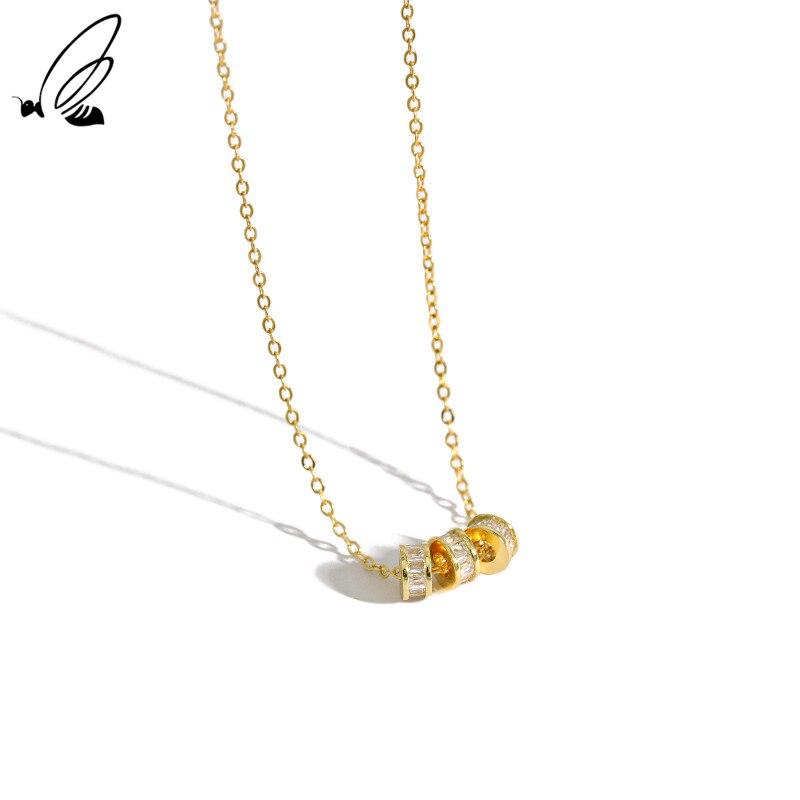 

Ожерелье из стерлингового серебра 925 пробы для женщин с круглым цирконом, модное золотое ожерелье, чокер, аксессуары, ювелирные украшения