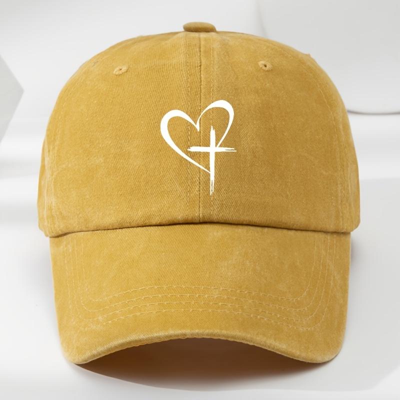 Love Cross Printed Baseball Cap Fashionable Outdoor Leisure Sports Sun Hat Washed Retro Soft Top Comfortable Peaked Cap