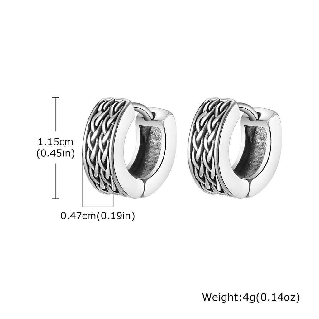 Punk Viking Hoop Earrings for Men Boys,Vintage Celtic Knot Stainless Steel Huggies Earrings,Hip Hop Cool Street Zircon Gifts