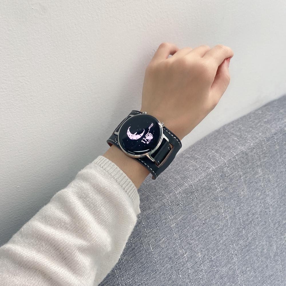 Buy Leather Cuff Strap For Huawei GT2 Samsuny Galaxy Watch Wristband For Xiaomi  Watch 20mm 22mm at affordable prices — free shipping, real reviews with  photos — Joom