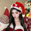 Bow Christmas Sequin Hat Merry Christmas Decoration Red Plush Hat Fashion Santa Claus Hat  Children
