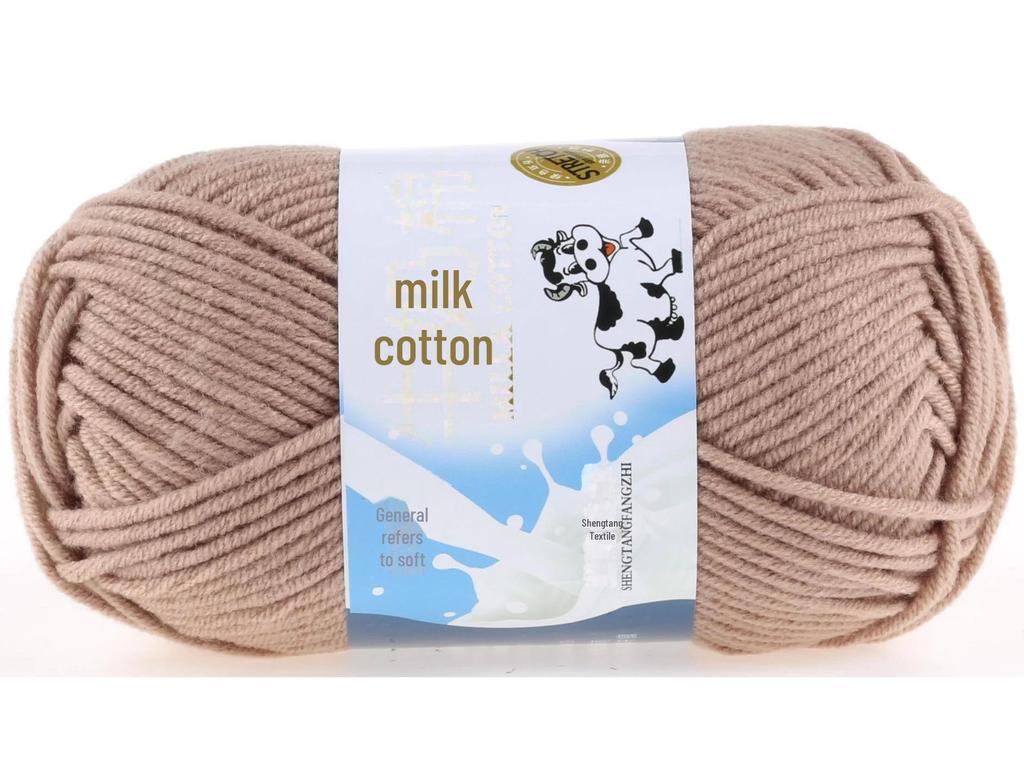 5-Strand Milk Cotton Baby Wool Hat & Scarf Hand-Woven Medium-Thick Yarn Set
