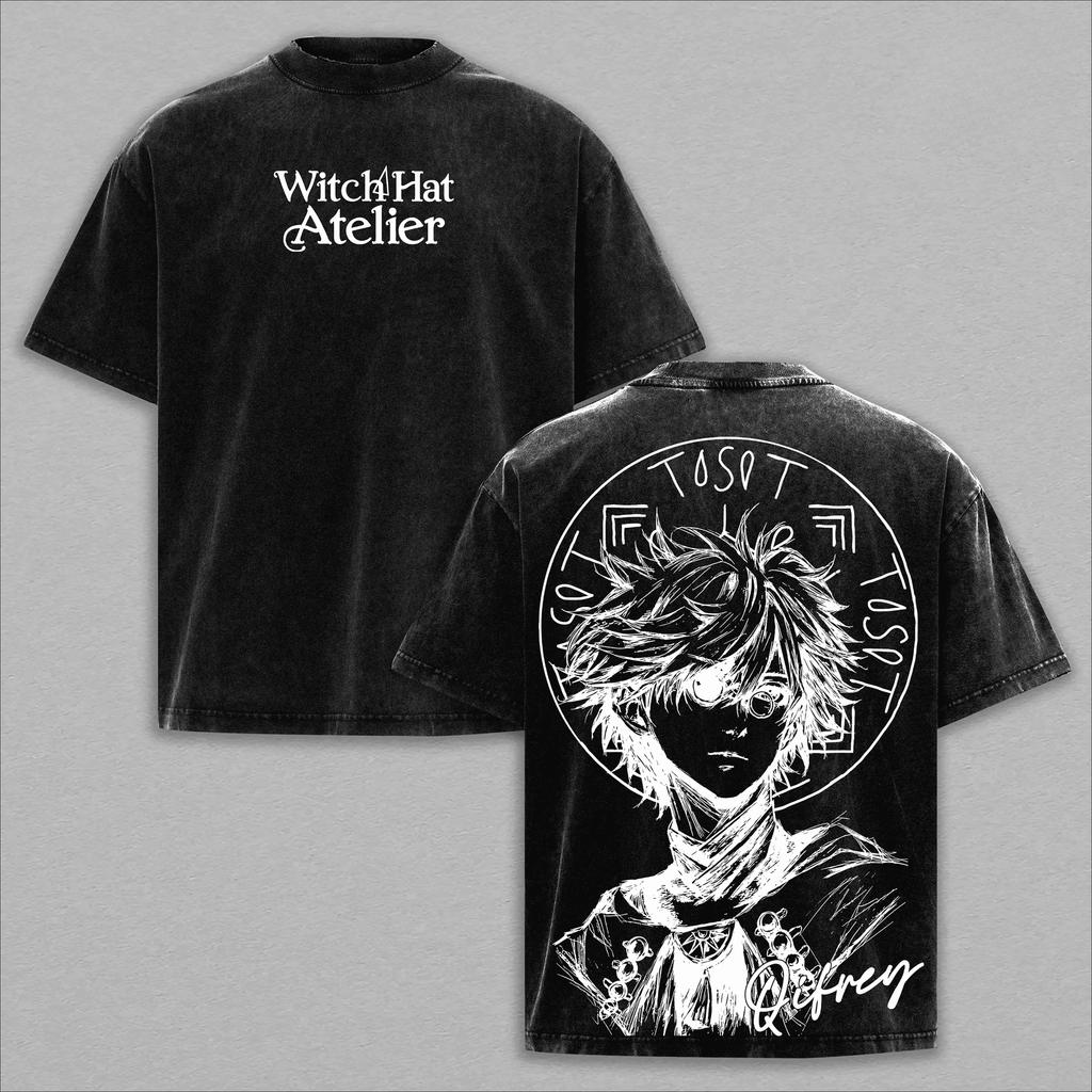 Witch Hat Atelier Keshikimushi Anime Vintage Washed Cotton T Shirt Men Women Clothing Summer Short Sleeve Soft Cotton Tees Tops