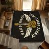 Vintage Rock & Roll Rug – Edgy Black & Gold Carpet for Bold Living Room or Bedroom Decor