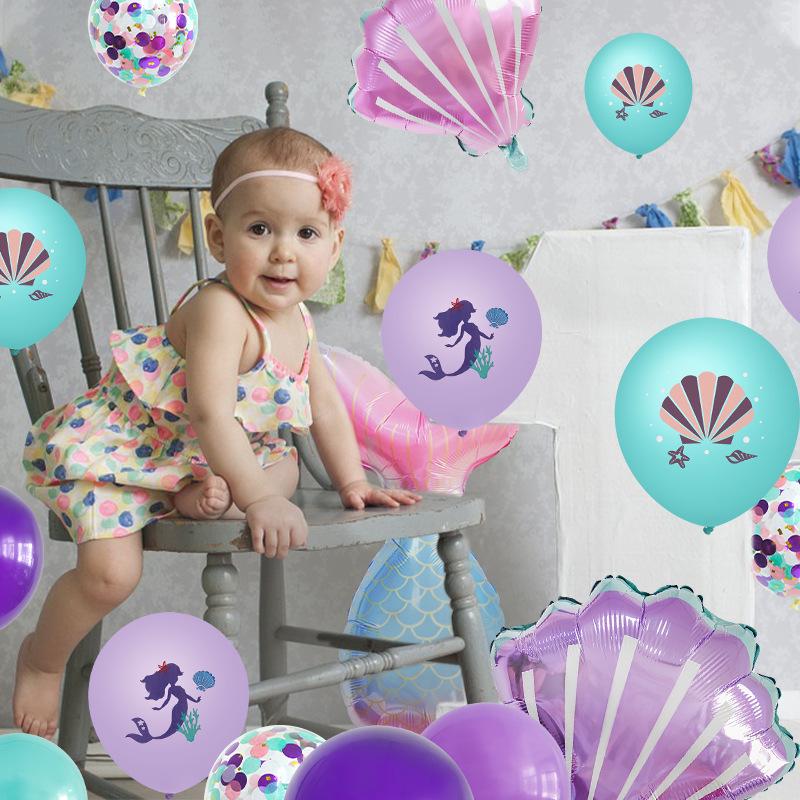 Mermaid-Themed Cartoon Tail Balloons Set for Kids' Birthday Party Decoration