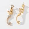 Pinkdudu Romantic Mermaid Pearl Drop Earrings Elegant Shiny Zircon Gold Plated Fantasy Creature Office Party Earring Gifts PD643
