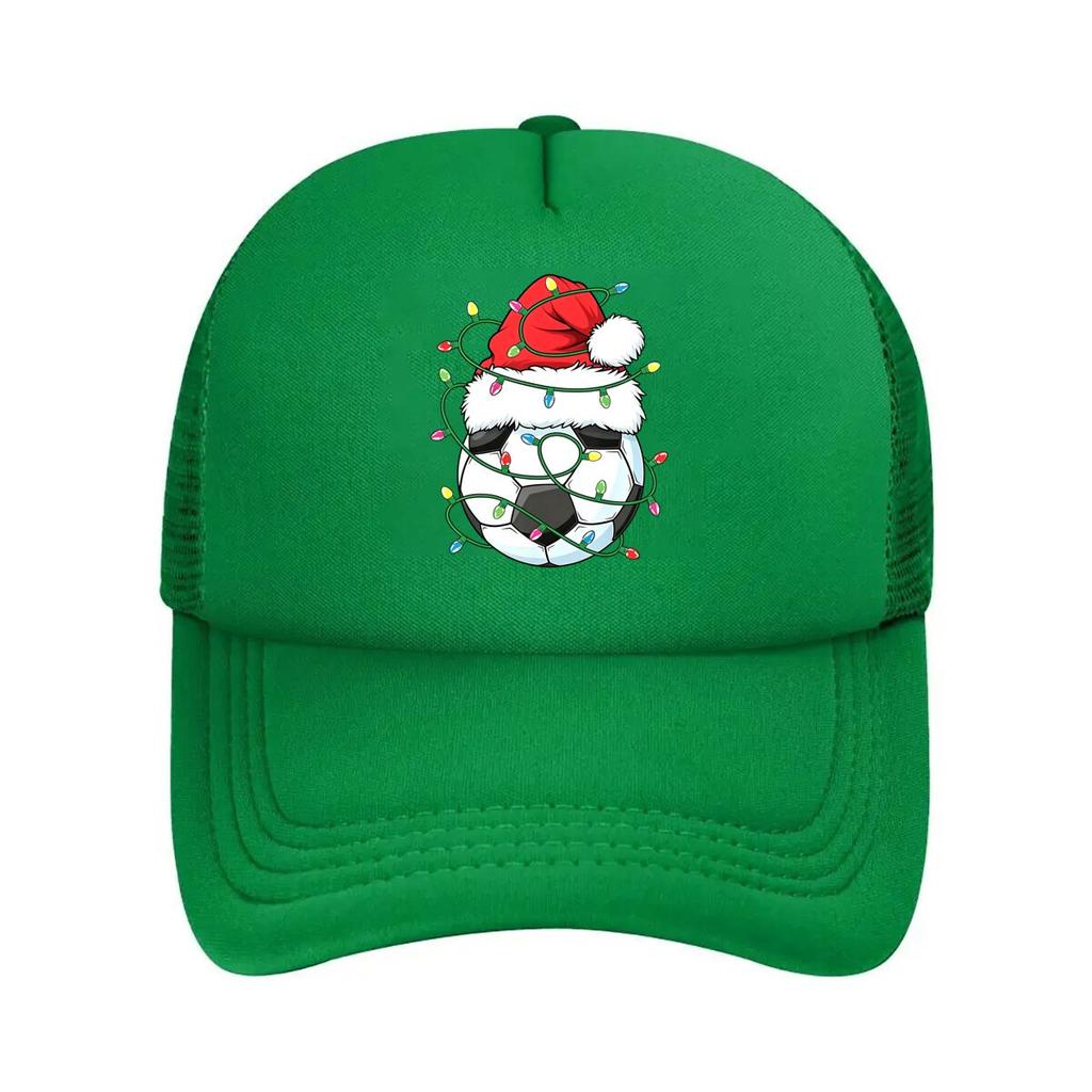 Christmas Soccer Ball Santa Hat Lights Mesh Baseball Cap Dad Hat Hip Hop Snapback Cap