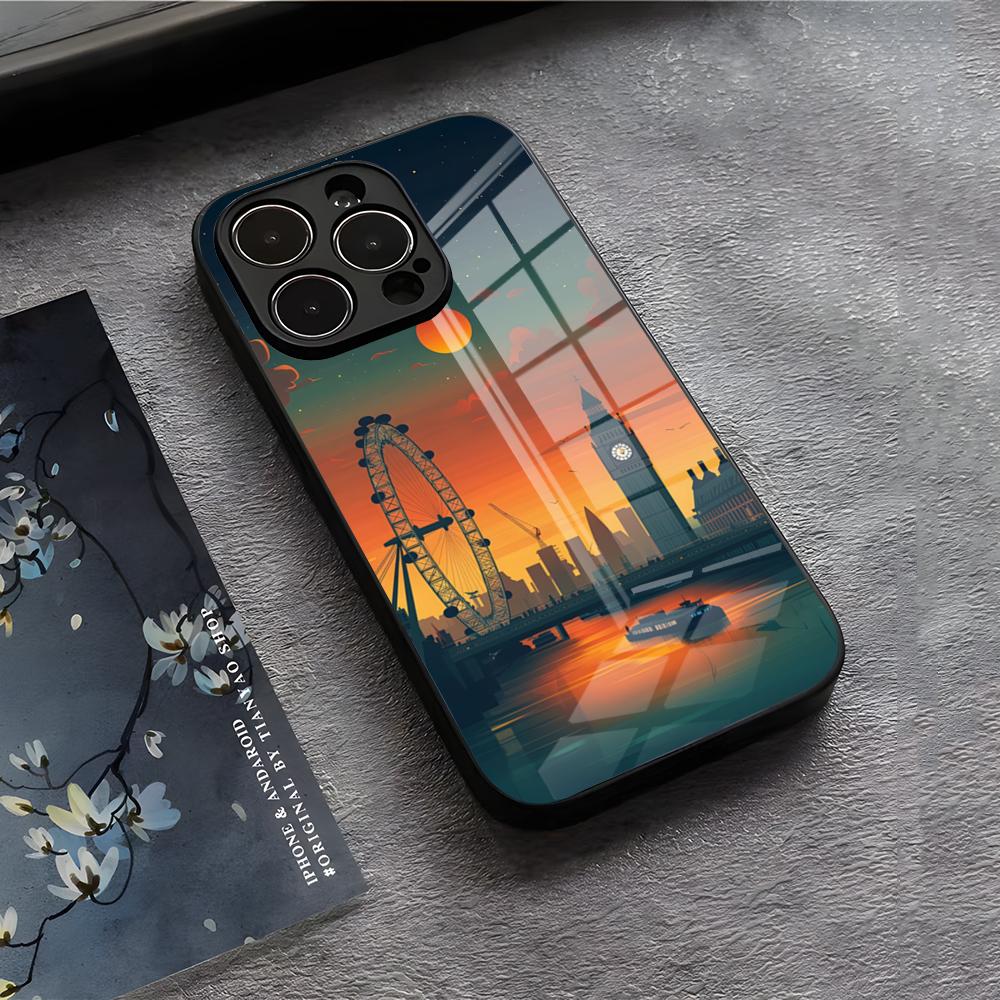 London Big Ben Phone Case For IPhone 17 Air 16 E Pro Max 15 14 13 Mini 12 Pro 11 Max Plus Black Glass Cover