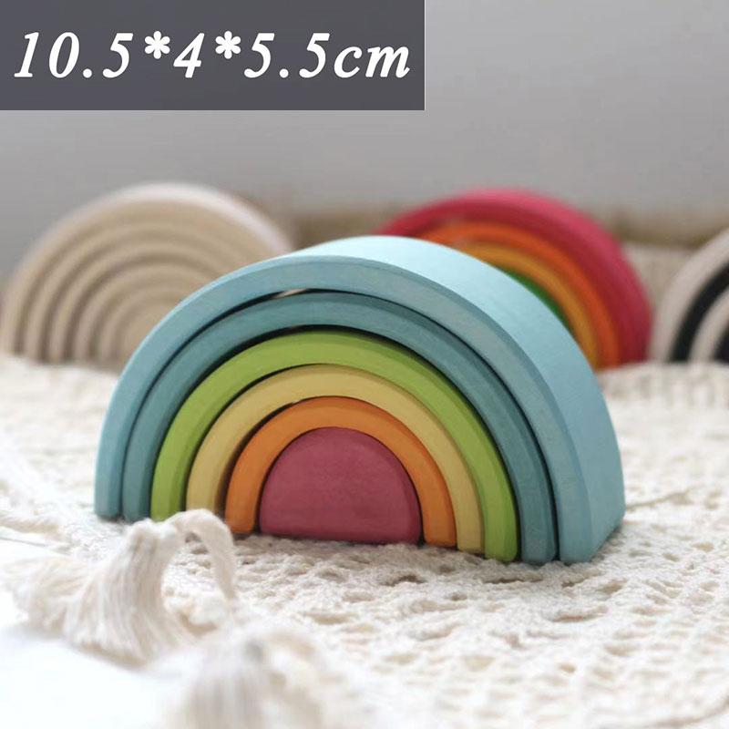 Montessori Mini Rainbow Building Block Stacking Game Kids Balance Sensory Toy Wooden Crafts Fine Motor Training Educational Toys