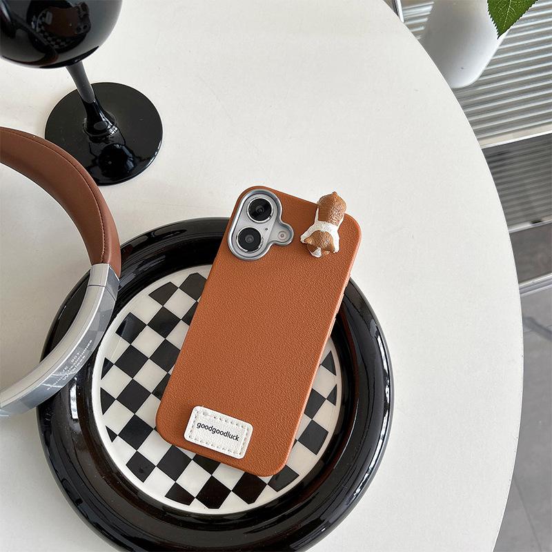 

Cute Kitten Mobile Phone Case Is Suitable For Iphone17Promax Silicone Tpu Imitation Leather Apple 15 Thin Anti-Drop. iPhone 17Promax