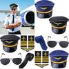 Captain Costume Accessories Captain Hat Uniform Epaulets Embroidered Applique Glasses Neck Tie for Men Cosplay