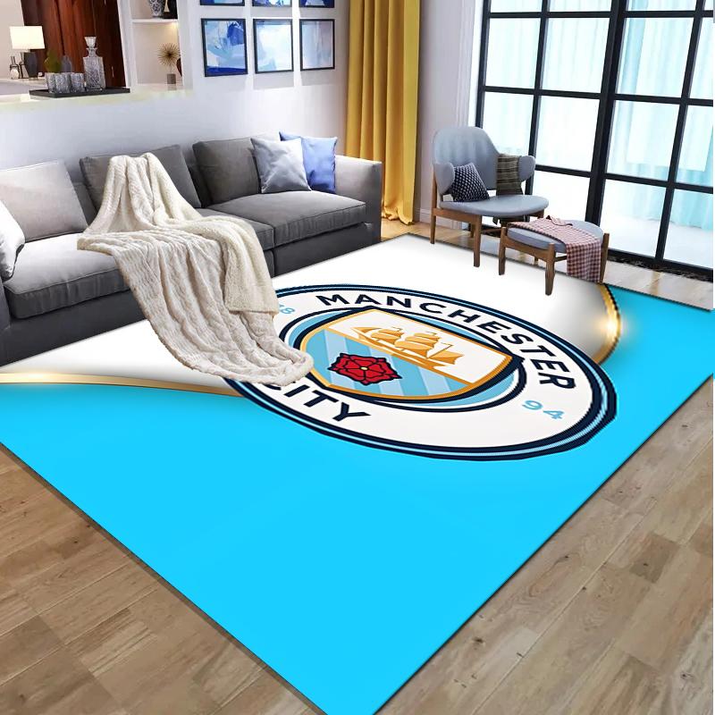 Manchester City FC Pattern Rug, Indoor/Outdoor Mat, for Picnic, Gameroom, Bedroom, Office, Living Room, Home Decor Carpet, Birthday Gift