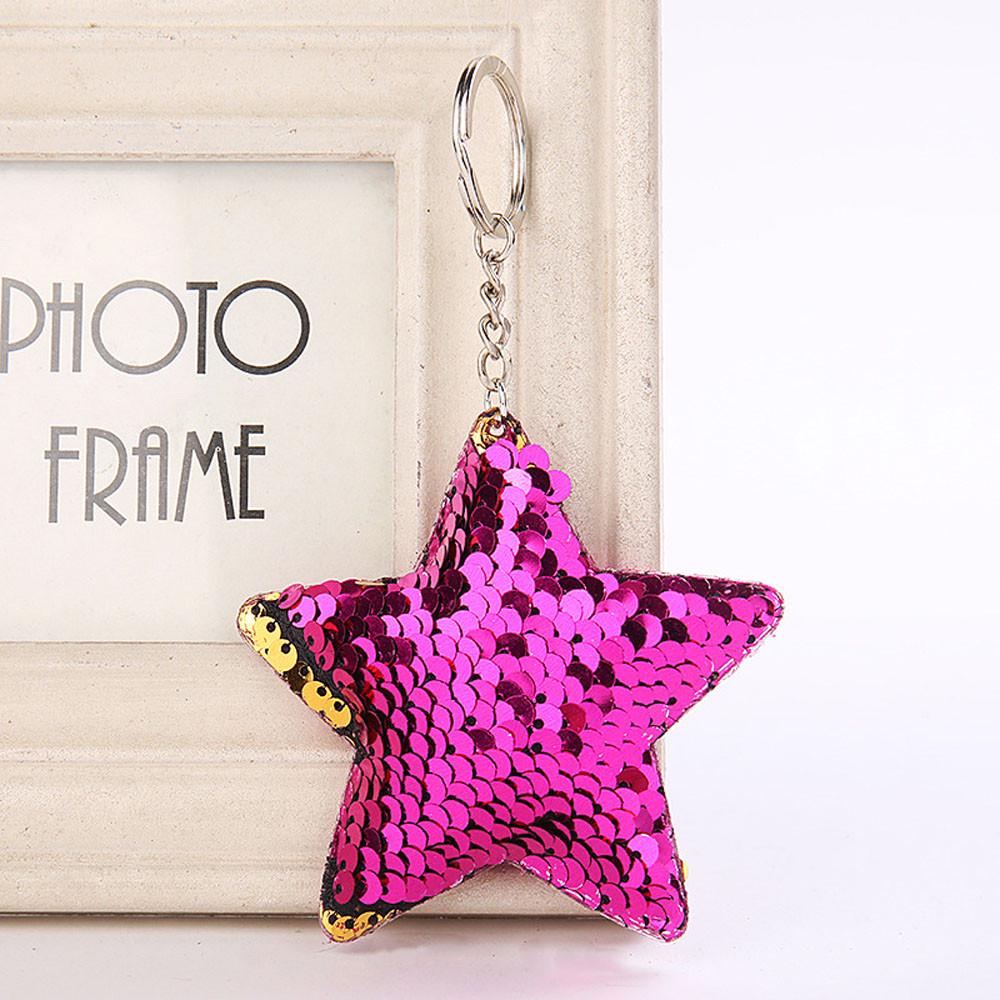 Fashion Star Sequin Keychain Keyring Sequin Pendant Gift Keychain