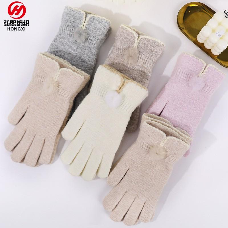 Warm Winter Touchscreen Gloves Women Men Wool Blend Knit Fingerless Outdoor Skiing Cycling