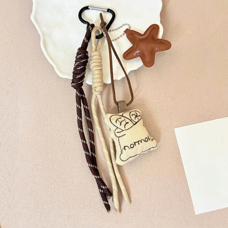Cute Cartoon Coffee Cup Bag Charm Creative Personalized Keyring Vintage Braided Rope Keychain Backpack Pendant Gifts