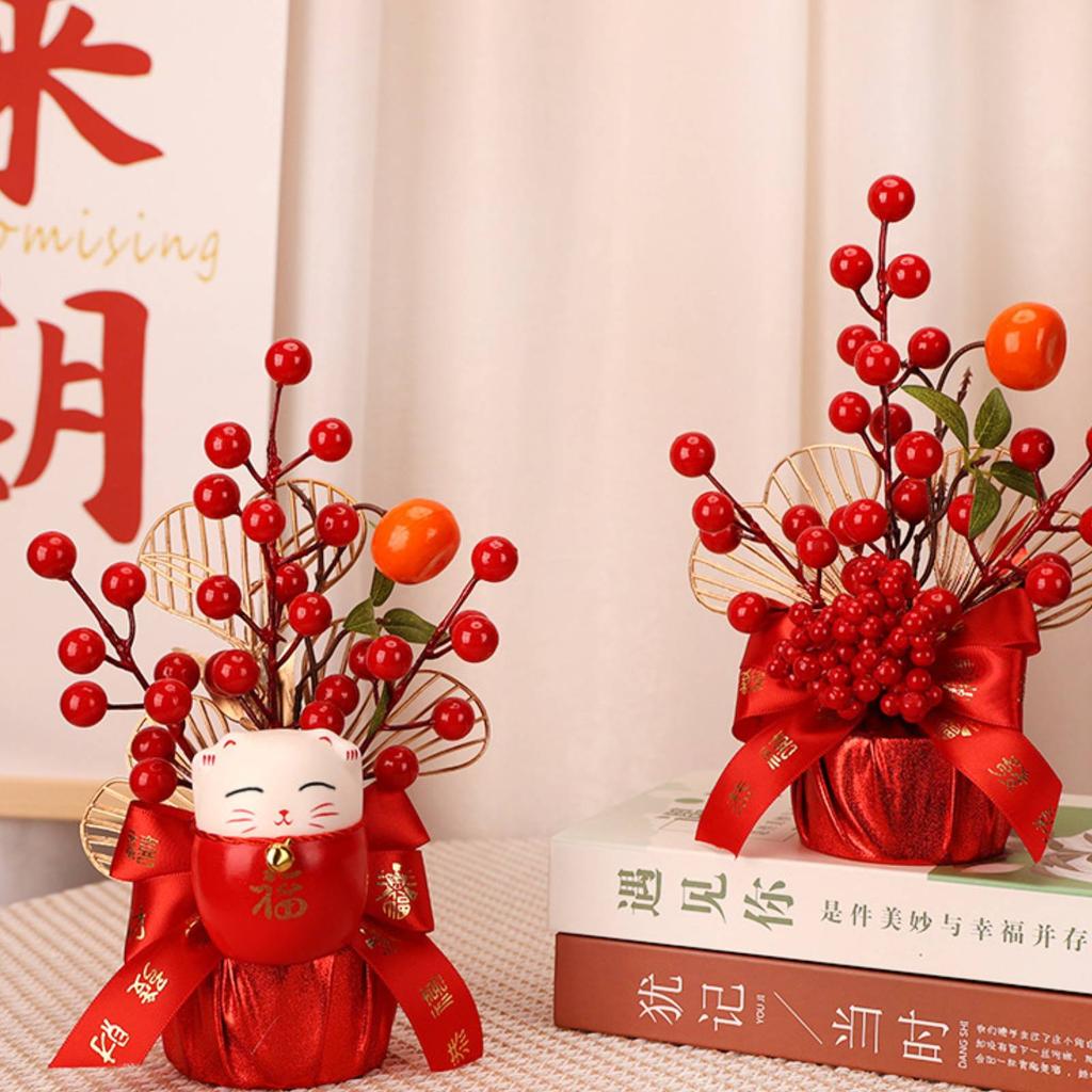Chinese Lunar Year Decoration Gift Lucky Tree Artificial Potted for China Spring Festival Office Birthday Graduation Wedding
