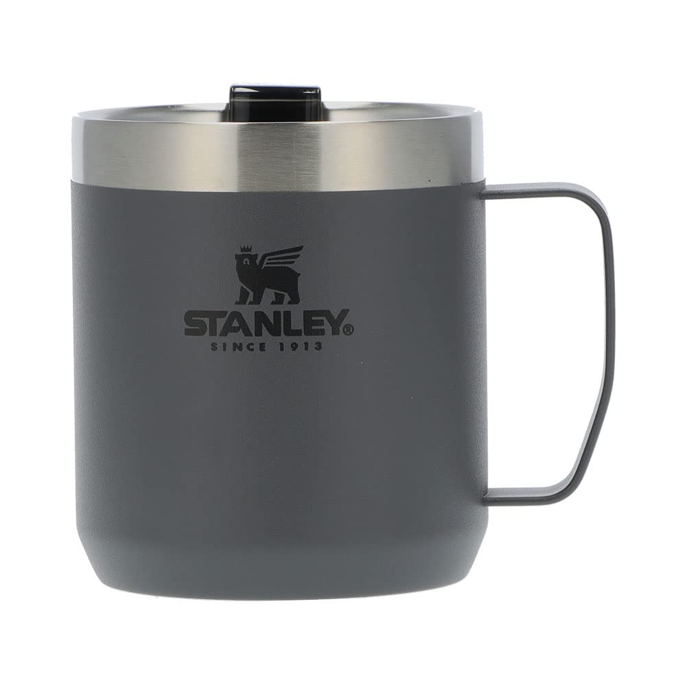 

STANLEY Classic Vacuum Mug with Insulated Stainless Keeps Hot or Cold Drinks Hot or Ideal for Outdoor 0.35L Lid, Steel, Cold, Camping, Charcoal,