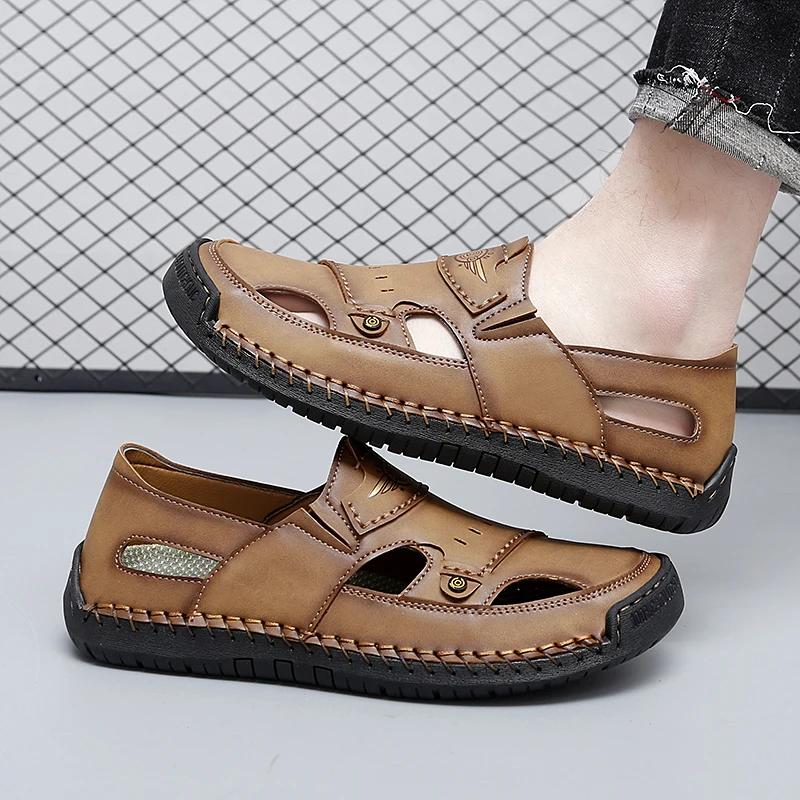 Summer Men Sandals Beach Slippers Trekking Casual Fashion Fishing Comfortable Classic Roman Hiking Climbing Outdoor Leather
