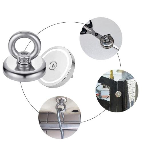 MAGHUNT [Set of 4] Magnetic Hooks, 25mm Diameter, Super Strong, Magnetic Pull, Holds 20kg Vertically and 6kg Horizontally, Perfect for Kitchen Storage