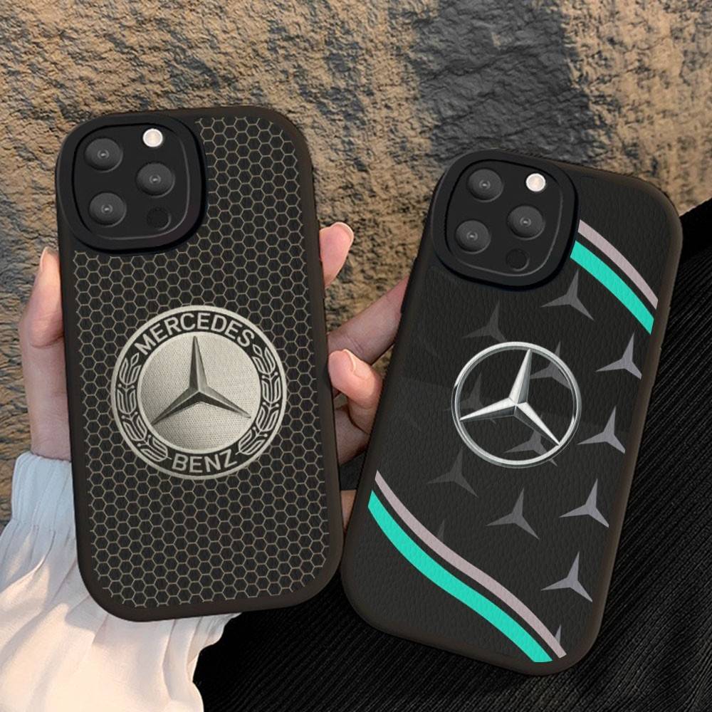 CQH1 Car M-Mercedes-Benz Phone Case For IPhone 16 15 14 13 12 11 Pro Max Plus Shockproof Leather Cover