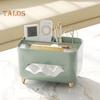 Multifunctional Tissue Box Cover Holder with Storage Compartments Large Capacity Rectangular Napkin Tissue Organizer