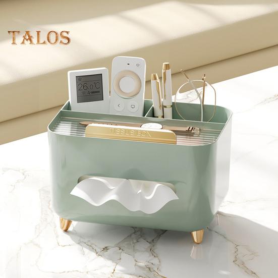 Multifunkční držák/obal na papírové kapesníky s úložnými přihrádkami Velkokapacitní obdélníkový organizér na ubrousky/kapesníky